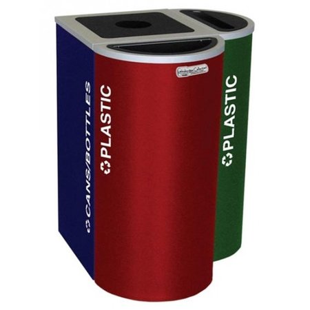 EX-CELL KAISER Ex-Cell Kaiser RC-KDHR-C RBX 8-gal recycling receptacle- half round top and Cans-Bottles decal- Ruby Testure finish RC-KDHR-C RBX